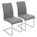 Foster Contemporary Dining Chair in Grey Faux Leather- Set of 2 — pair view