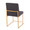 High Back Fuji Contemporary Dining Chair in Gold Steel and Charcoal Fabric- Set of 2 — rear three-quarter view