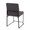 Fuji dining chair in Black Steel, Charcoal Fabric, back and side view, featuring upholstered seat