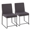 High Back Fuji Contemporary Dining Chair in Black Steel and Charcoal Fabric- Set of 2 — back view (photo 1)