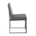 Fuji dining chair in Black Steel, Grey PU, back view, featuring upholstered seat