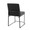 Fuji dining chair in Black Steel, Black Velvet, back and side view, featuring upholstered seat