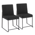 High Back Fuji Contemporary Dining Chair in Black Steel and Black Velvet- Set of 2 — back view (photo 1)