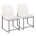 High Back Fuji Contemporary Dining Chair in Black Steel and White Velvet- Set of 2 — back view (photo 1)