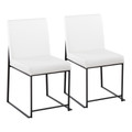 High Back Fuji Contemporary Dining Chair in Black Steel and White Faux Leather- Set of 2 — back view (photo 1)