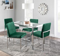 Fuji dining chair in Brushed Stainless Steel, Green Velvet