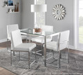 Fuji dining chair in Brushed Stainless Steel, White PU