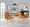 Fuji dining chair in Gold Metal, Camel PU, close-up detail, featuring upholstered seat