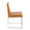 Fuji dining chair in Brushed Stainless Steel, Camel PU, side view, featuring upholstered seat