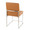 High Back Fuji Contemporary Dining Chair in Brushed Stainless Steel and Camel Faux Leather- Set of 2 — rear three-quarter view