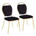 Keyhole Contemporary/Glam Dining Chair in Gold Metal and Black Velvet- Set of 2 — pair view