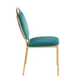 Keyhole dining chair in Gold Metal, Green Velvet, side view, featuring velvet design and metal design