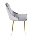Marcel dining chair in Gold Metal, Blue Velvet, side view, featuring upholstered seat