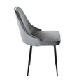 Marcel dining chair in Black Metal, Blue Velvet, side view, featuring upholstered seat