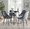 Marcel dining chair in Black Metal, Blue Velvet, featuring upholstered seat