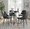 Marcel dining chair in Black Metal, Grey PU, featuring upholstered seat