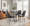 Marcel dining chair in Black Metal, Grey PU, featuring upholstered seat