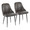 Marcel dining chair in Black Metal, Grey PU, coordinated set view, featuring upholstered seat