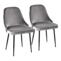Marcel Contemporary Dining Chair with Black Frame and Silver Velvet Fabric- Set of 2 — pair view
