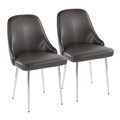 Marcel Contemporary Dining Chair with Chrome Frame and Grey Faux Leather- Set of 2 — pair view