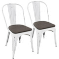 Oregon Industrial-Farmhouse Stackable Dining Chair in Vintage White and Espresso- Set of 2 — pair view