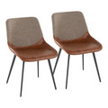 Outlaw Industrial Two-tone Chair in Black Metal with Espresso Faux Leather and Brown Fabric- Set of 2 — pair view