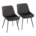 Outlaw Industrial Two-tone Chair in Black Metal with Black Faux Leather and Grey Fabric- Set of 2 — pair view
