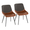 Outlaw Industrial Two-tone Chair in Brown Faux Leather and Grey Fabric- Set of 2 — pair view