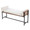 Kari bench in Black Metal, Brown Wood, Cream Fabric, back and side view, featuring metal design and wood design