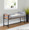 Kari 18" Farmhouse Bench with Black Metal, Brown Wood and Light Grey Fabric — lifestyle photo 3