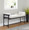 Kari 18" Farmhouse Bench with Black Metal, Grey Wood and Cream Fabric — lifestyle photo 3