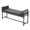 Kari bench in Black Metal, Brown Wood, Black PU, back and side view, featuring faux leather design and leather design