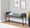 Kari bench in Black Metal, Brown Wood, Black PU, featuring faux leather design and leather design