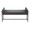Kari 18" Farmhouse Bench with Black Metal, Brown Wood and Black Faux Leather — front view