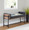 Kari 18" Farmhouse Bench with Black Metal, Brown Wood and Black Faux Leather — lifestyle photo 3