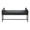 Kari bench in Black Metal, Grey Wood, Black PU, back view, featuring faux leather design and leather design
