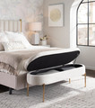Chloe bench in Gold Metal, Cream Velvet
