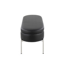 Chloe bench in Chrome, Black PU, side view, featuring faux leather design and leather design