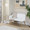 Daniella Contemporary High Back Bench in Gold Steel and White Faux Leather — lifestyle photo 1