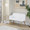 Daniella Contemporary High Back Bench in Gold Steel and White Faux Leather — lifestyle photo 2