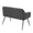 Daniella bench in Black Steel, Black PU, back and side view, featuring armrests