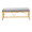 Folia bench in Gold Steel, Grey Velvet, front view, featuring velvet design and metal design