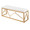 Folia bench in Gold Steel, White Velvet, back and side view, featuring velvet design and metal design