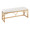 Folia bench in Gold Steel, White Velvet, product view, featuring velvet design and metal design