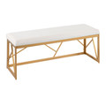 Folia Glam Metal Bench in Gold Steel and White Velvet — product view