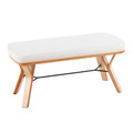 Folia Mid-Century Modern Bench in Natural Wood and Cream Fabric — product view