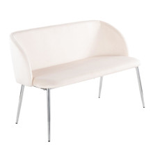 Fran Glam Bench in Chrome Metal and Cream Velvet — product view
