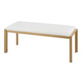 Fuji bench in Gold Metal, White PU, back and side view, featuring faux leather design and leather design