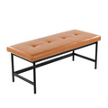 Fuji Contemporary Bench in Black Metal and Camel Faux Leather — product view