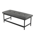 Fuji bench in Black Metal, Grey PU, back and side view, featuring faux leather design and leather design